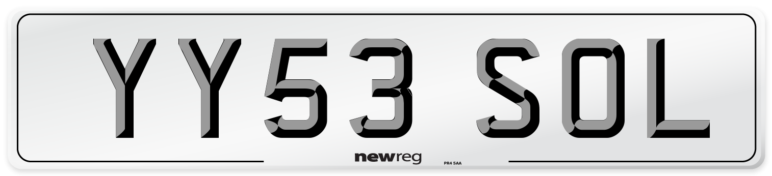 YY53 SOL Number Plate from New Reg